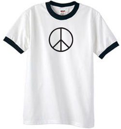 Peace Sign T-shirt Basic Peace Black Print Ringer Shirt White/Black