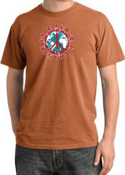 Peace Sign T-shirt Give Peace A Chance Pigment Dyed Tee Burnt Orange