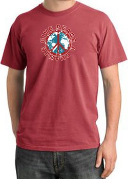 Peace Sign T-shirt Give Peace A Chance Pigment Dyed Tee Dashing Red