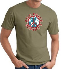 Peace Sign T-shirt - Give Peace A Chance World Adult Tee - Army