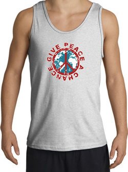 Peace Sign Tank Top - Give Peace A Chance World Tanktops - Ash