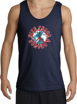 Peace Sign Tank Top - Give Peace A Chance World Tanktops - Navy