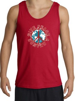 Peace Sign Tank Top - Give Peace A Chance World Tanktops - Red