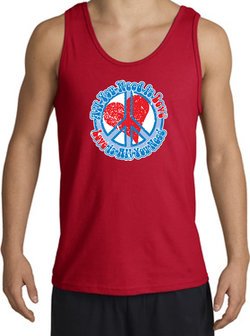 Peace Sign Tanktop - All You Need Is Love Adult Tank Top - Red