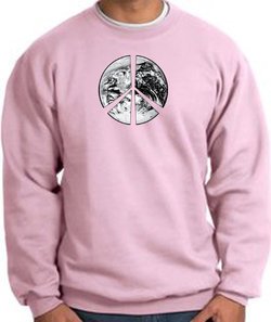 Peace Sweatshirt Peace Earth Satellite Image Sweatshirt Pink