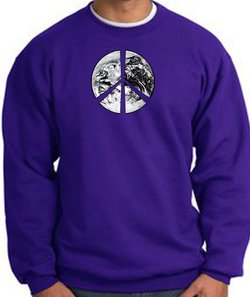 Peace Sweatshirt Peace Earth Satellite Image Sweatshirt Purple