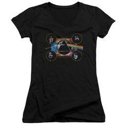 Pink Floyd Juniors V Neck Shirt Dark Side Heads Black T-Shirt