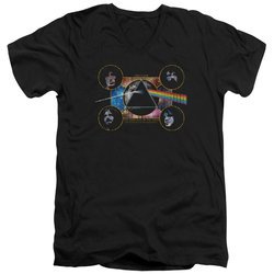 Pink Floyd Slim Fit V-Neck Shirt Dark Side Heads Black T-Shirt