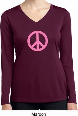 Pink Peace Ladies Dry Wicking Long Sleeve Shirt