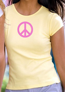 PINK PEACE Symbol Sign Adult Ladies Fitted T-shirt Tee