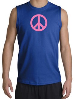PINK PEACE World Peace Sign Symbol Adult Muscle Shirt Shooter - Royal