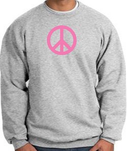 PINK PEACE World Peace Sign Symbol Adult Sweatshirt - Athletic Heather