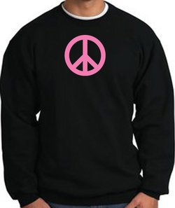 PINK PEACE World Peace Sign Symbol Adult Sweatshirt - Black