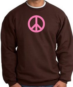 PINK PEACE World Peace Sign Symbol Adult Sweatshirt - Brown