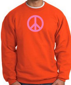 PINK PEACE World Peace Sign Symbol Adult Sweatshirt - Orange
