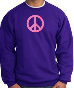 PINK PEACE World Peace Sign Symbol Adult Sweatshirt - Purple