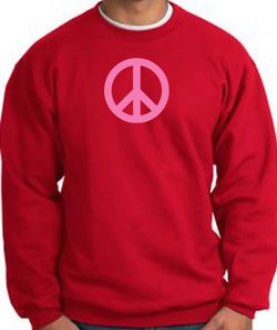 PINK PEACE World Peace Sign Symbol Adult Sweatshirt - Red