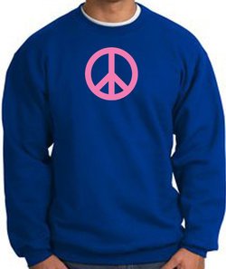 PINK PEACE World Peace Sign Symbol Adult Sweatshirt - Royal