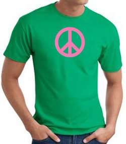 PINK PEACE World Peace Sign Symbol Adult T-shirt - Kelly Green