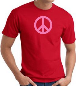 PINK PEACE World Peace Sign Symbol Adult T-shirt - Red