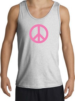 PINK PEACE World Peace Sign Symbol Adult Tanktop - Ash
