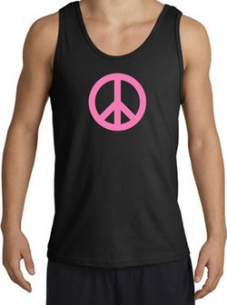 PINK PEACE World Peace Sign Symbol Adult Tanktop - Black