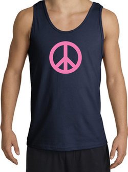 PINK PEACE World Peace Sign Symbol Adult Tanktop - Navy