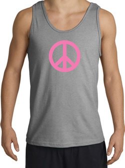PINK PEACE World Peace Sign Symbol Adult Tanktop - Sports Grey