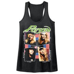 Poison Juniors Tank Top Look What The Cat Dragged In Heather Black Racerback