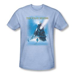 Polar Express Shirt Big Train Adult Heather Light Blue Tee T-Shirt