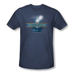 Polar Express Shirt Train Logo Adult Heather Navy Blue Tee T-Shirt