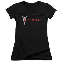 Pontiac Juniors V Neck Shirt Modern Logo Black T-Shirt