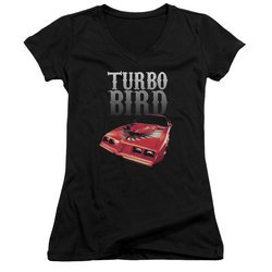 Pontiac Juniors V Neck Shirt Turbo Bird Black T-Shirt