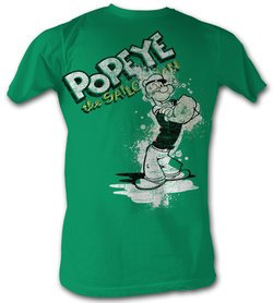 Popeye T shirt The Sailorman Splat Adult Kelly Green Tee Shirt