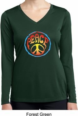Psychedelic Peace Ladies Dry Wicking Long Sleeve Shirt