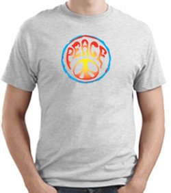 PSYCHEDELIC PEACE Sign Symbol Adult T-shirt - Ash (light gray)
