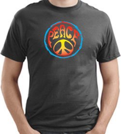 PSYCHEDELIC PEACE Sign Symbol Adult T-shirt - Charcoal Gray