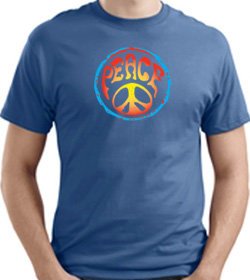 PSYCHEDELIC PEACE Sign Symbol Adult T-shirt - Colonial Blue