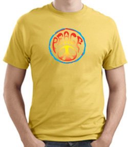 PSYCHEDELIC PEACE Sign Symbol Adult T-shirt - Daffodil Yellow