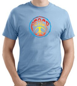 PSYCHEDELIC PEACE Sign Symbol Adult T-shirt - Light Blue