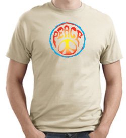 PSYCHEDELIC PEACE Sign Symbol Adult T-shirt - Natural (off white)
