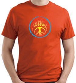 PSYCHEDELIC PEACE Sign Symbol Adult T-shirt - Orange