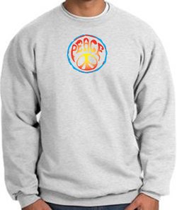 PSYCHEDELIC PEACE World Peace Sign Symbol Adult Sweatshirt - Ash