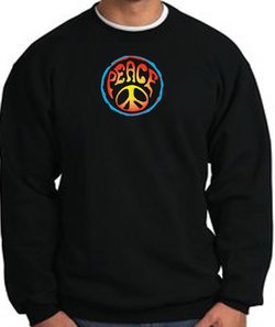 PSYCHEDELIC PEACE World Peace Sign Symbol Adult Sweatshirt - Black