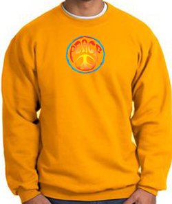 PSYCHEDELIC PEACE World Peace Sign Symbol Adult Sweatshirt - Gold