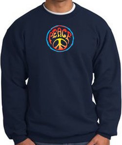 PSYCHEDELIC PEACE World Peace Sign Symbol Adult Sweatshirt - Navy