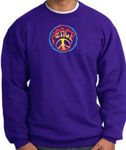 PSYCHEDELIC PEACE World Peace Sign Symbol Adult Sweatshirt - Purple