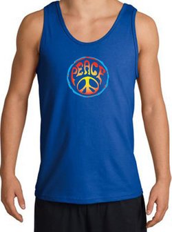 PSYCHEDELIC PEACE World Peace Sign Symbol Adult Tanktop - Royal