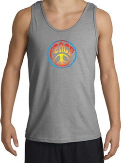 PSYCHEDELIC PEACE World Peace Sign Symbol Adult Tanktop - Sports Grey