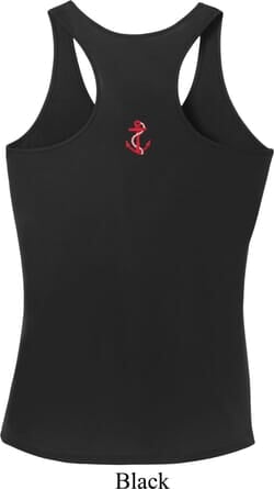 Click to get Red Anchor Patch Back Print Ladies Dry Wicking Racerback Tank Top
